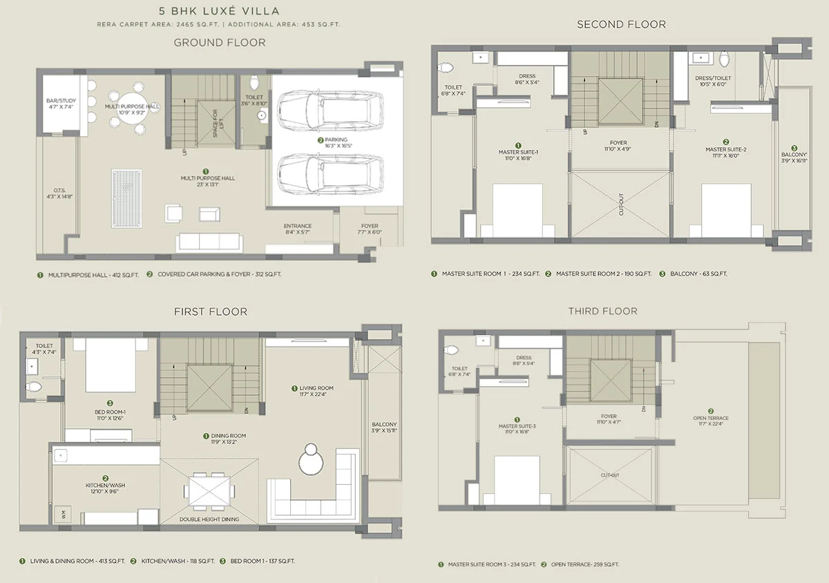 Arvind Forest Trails 5 BHK Luxury Villa 3891 Sq Ft Floor Plan