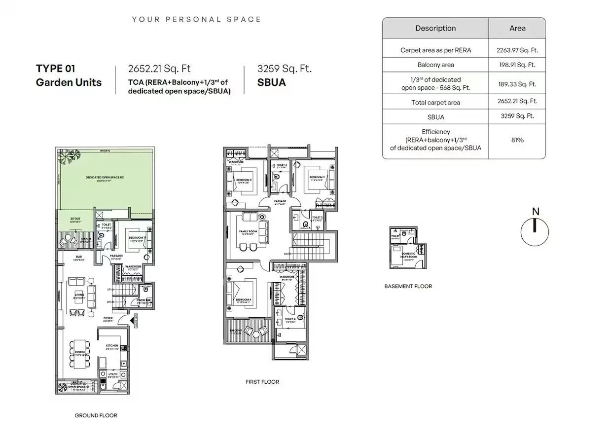Assetz Mizu and Ki - 4 BHK Villa (3259 Sq.Ft) Floor Plan