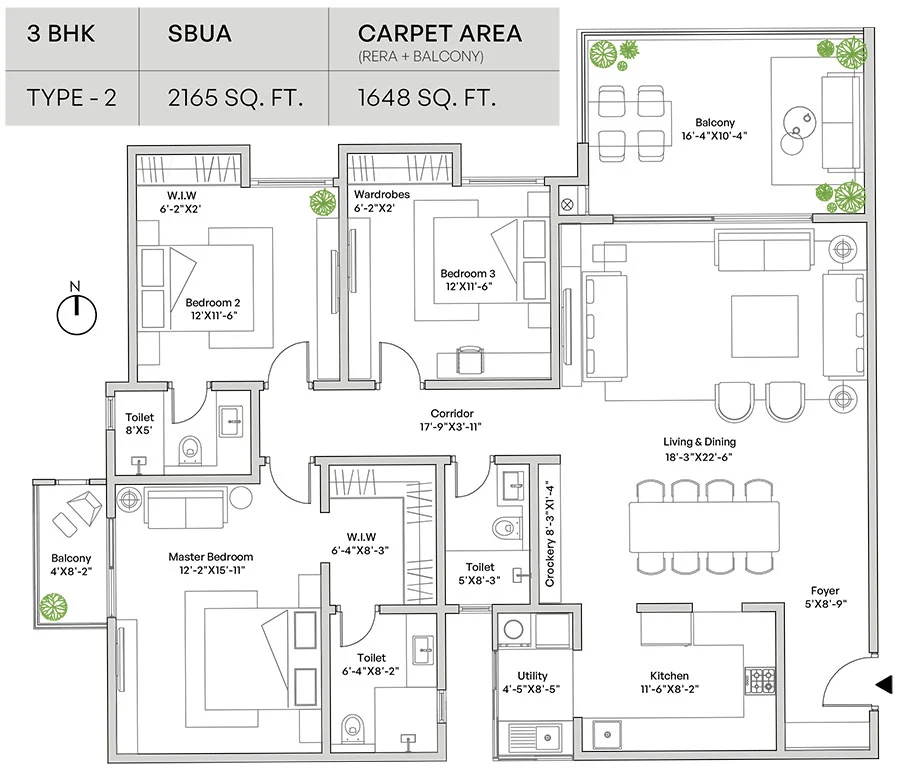 Assetz Mizumi Reserve 3 BHK Floor Plan 1898 Sq.Ft