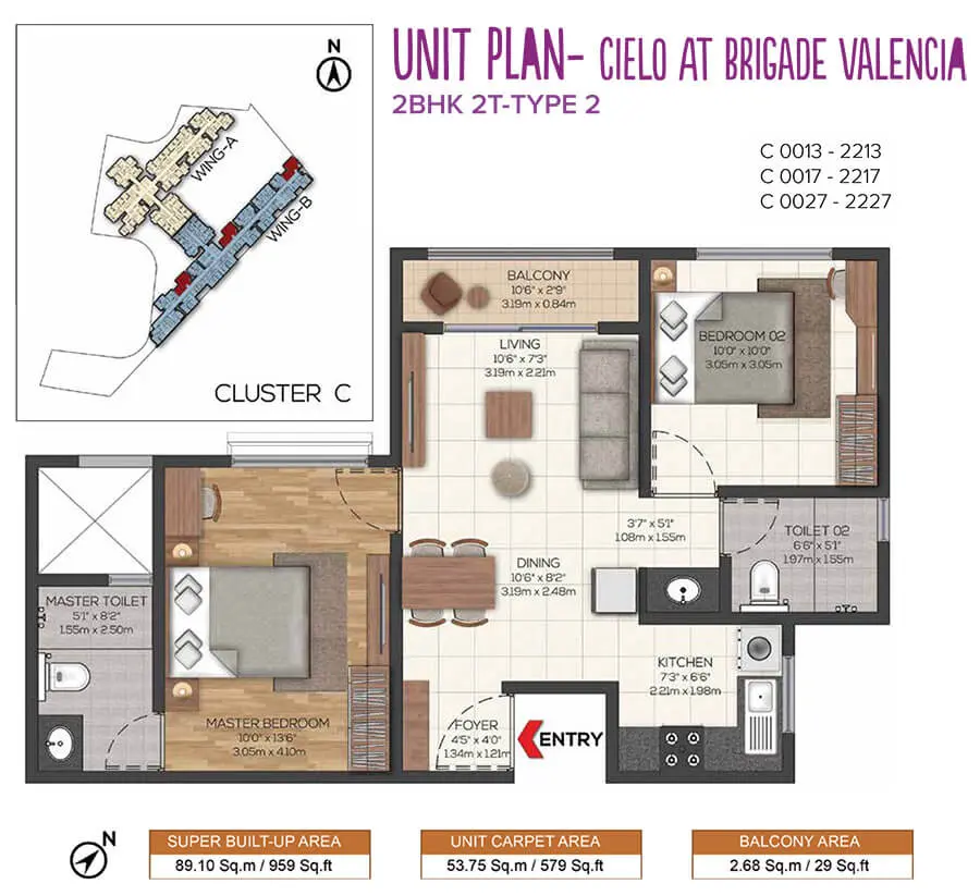 2 BHK - Type A - Floor Plan