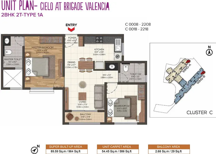 2 BHK - Type B - Floor Plan