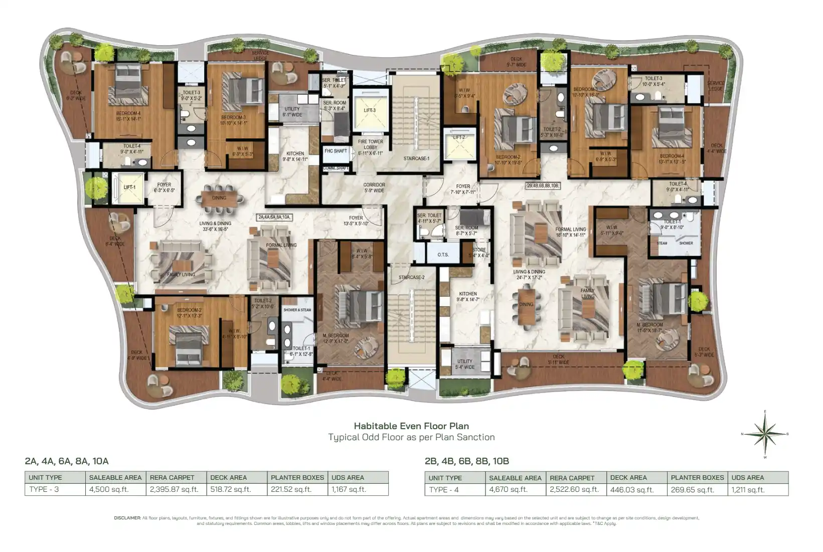 4 BHK Grand Residence Type B - Floor Plan