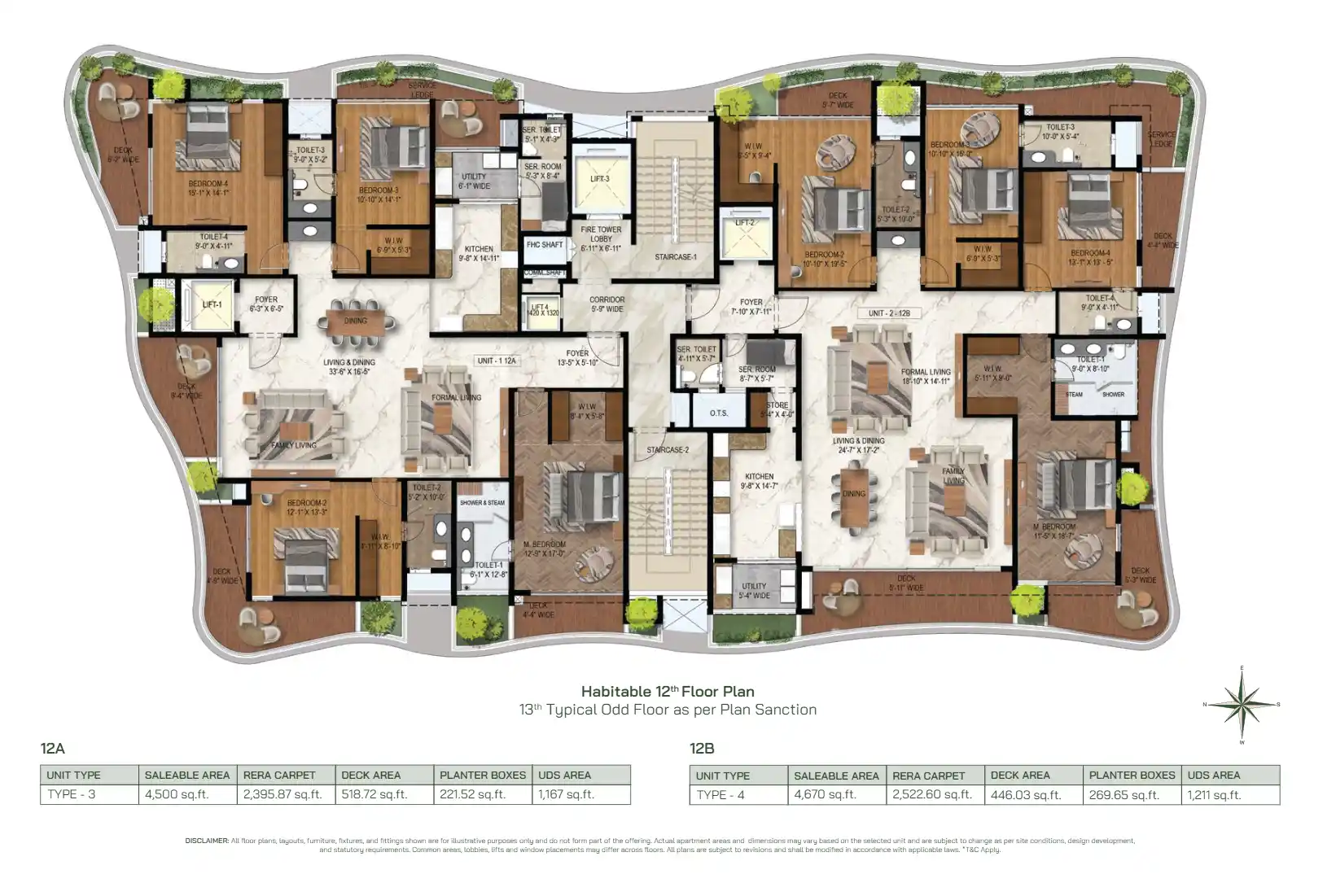4 BHK Royal Suite Type C - Floor Plan