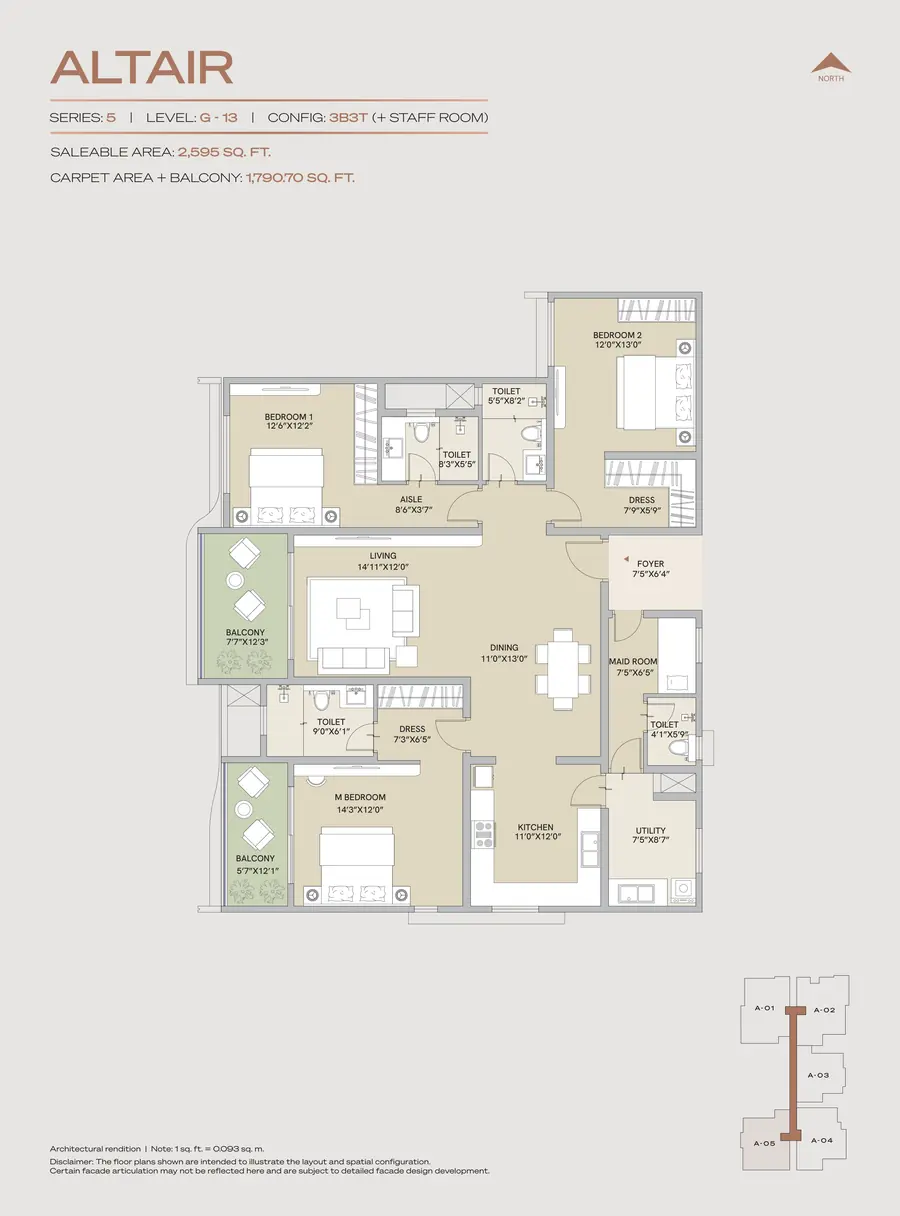 Century Astoria 3.5 BHK Luxury Floor Plan - 2500 to 2800 Sq.Ft