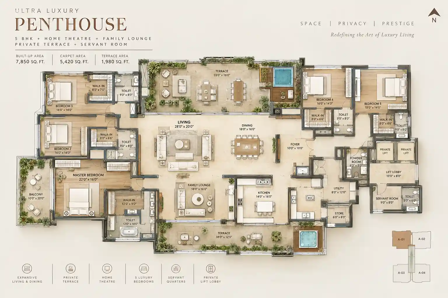 Century Astoria Ultra-Luxury Penthouse Floor Plan - 7000+ Sq.Ft