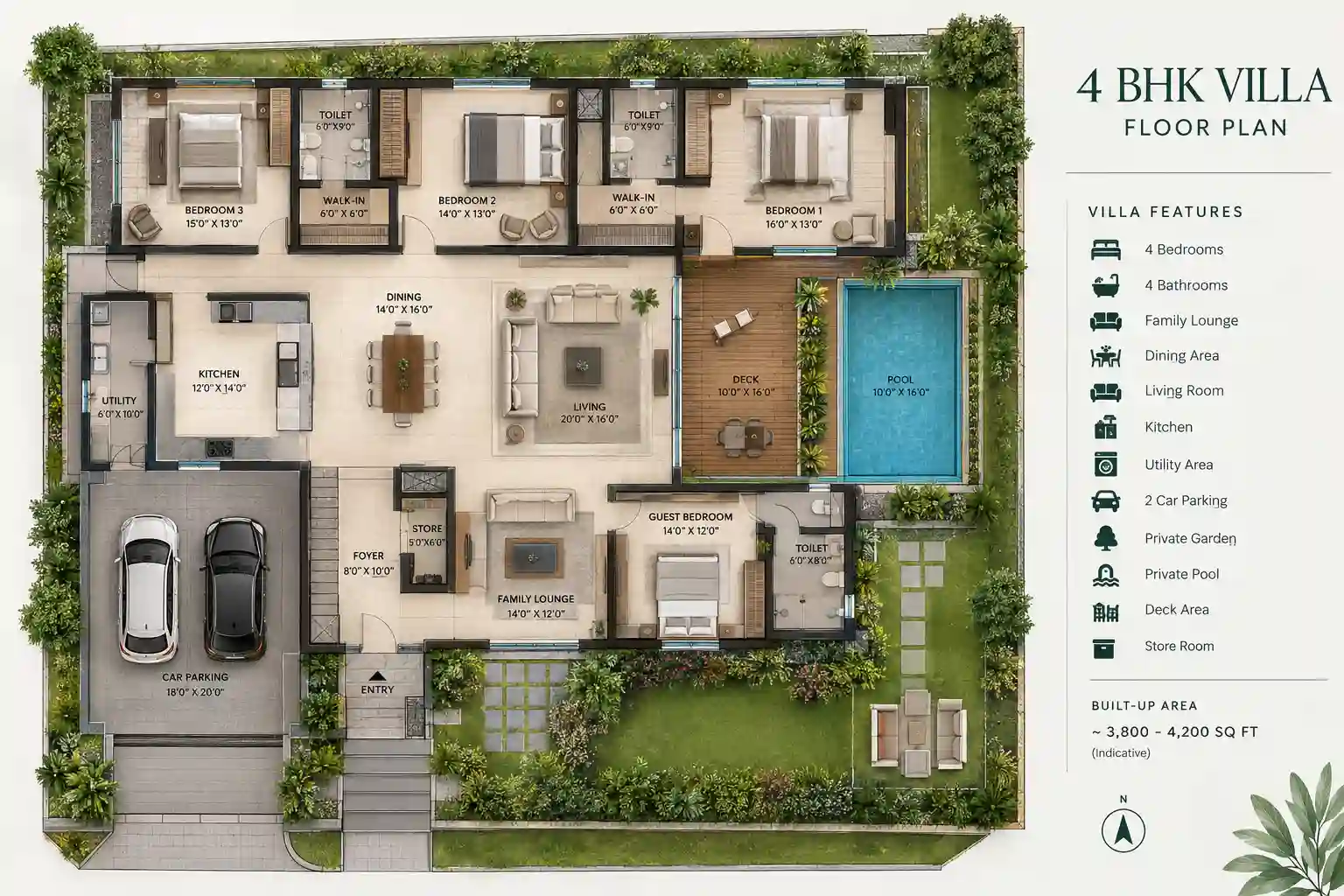 Embassy Knowledge Park Villas 4 BHK Villa Floor Plan 4200 Sq.Ft