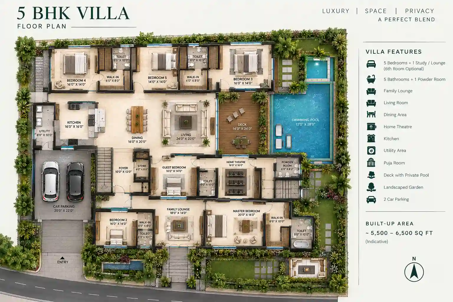Embassy Knowledge Park Villas 5 BHK Villa Floor Plan 6800 Sq.Ft