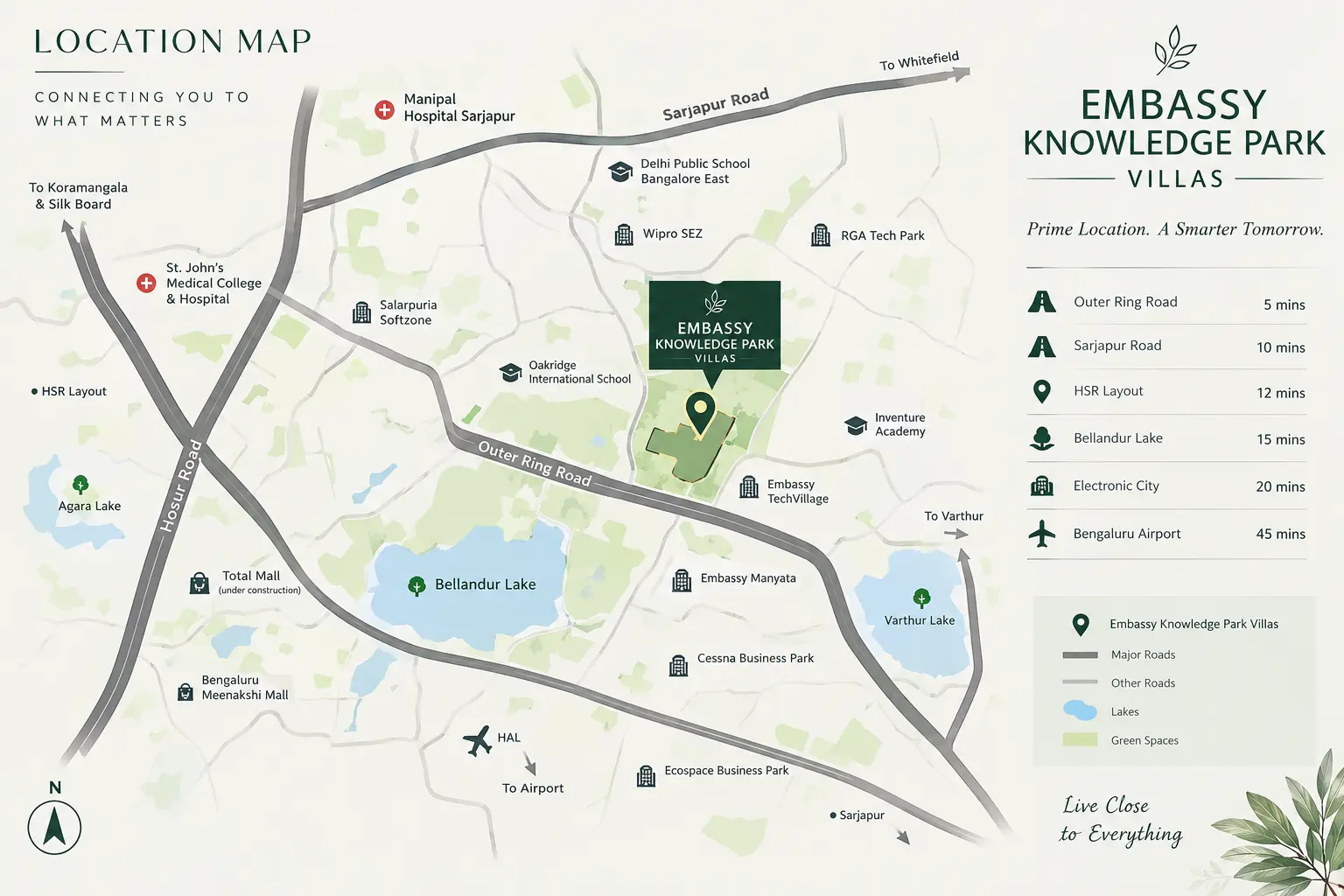 Embassy Knowledge Park Villas Yelahanka Location Map