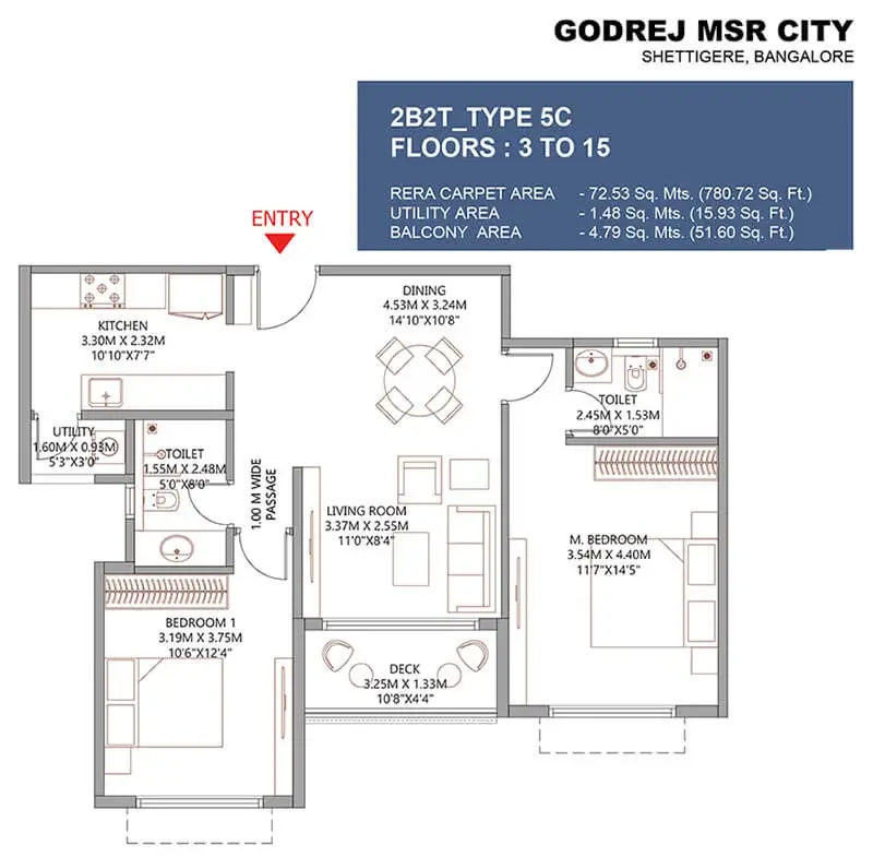 2 BHK Luxe Floor Plan Godrej MSR City