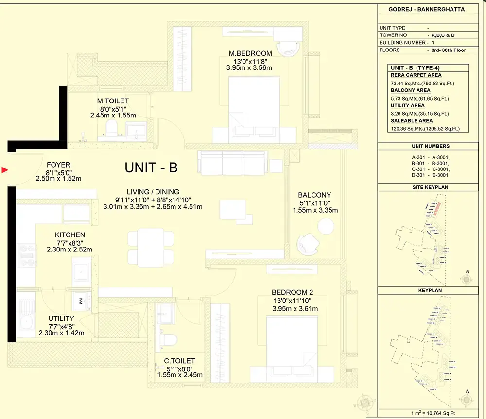2 BHK Type A - Floor Plan