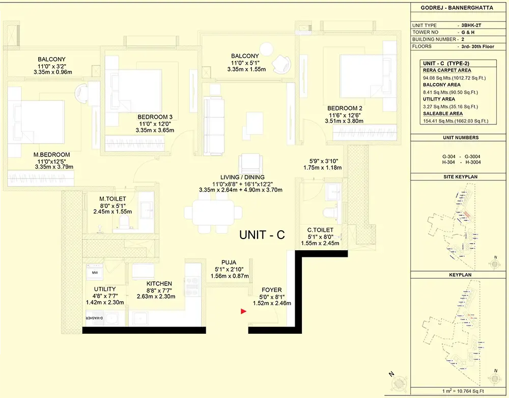 3 BHK Type A - Floor Plan
