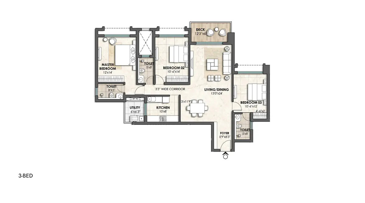 3 BHK Floor Plan