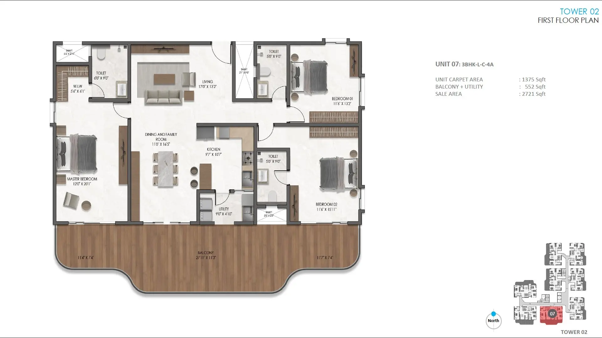 MANA Verdant Terraces 3 BHK with XXL Balcony Floor Plan
