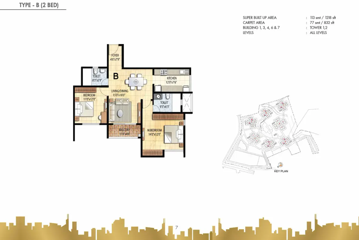 1 BHK TA FF Type B - Floor Plan