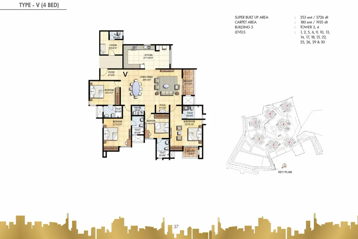 3 BHK TA FF Type C - Floor Plan