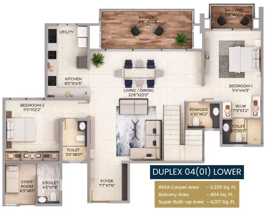 4 BHK TA FF Type A - Floor Plan
