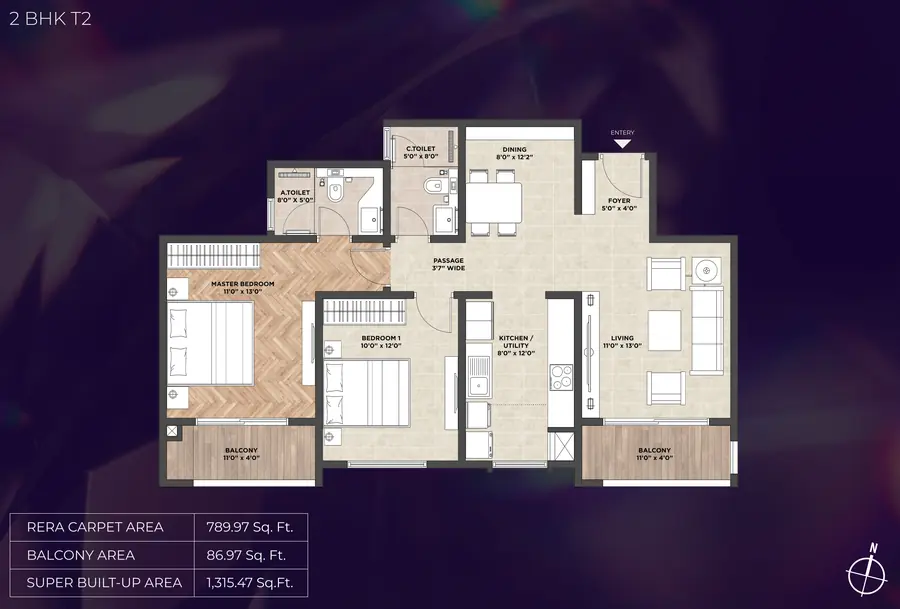 Purva Heritage 2 BHK Floor Plan Kudlu Gate Hosur Road Bangalore