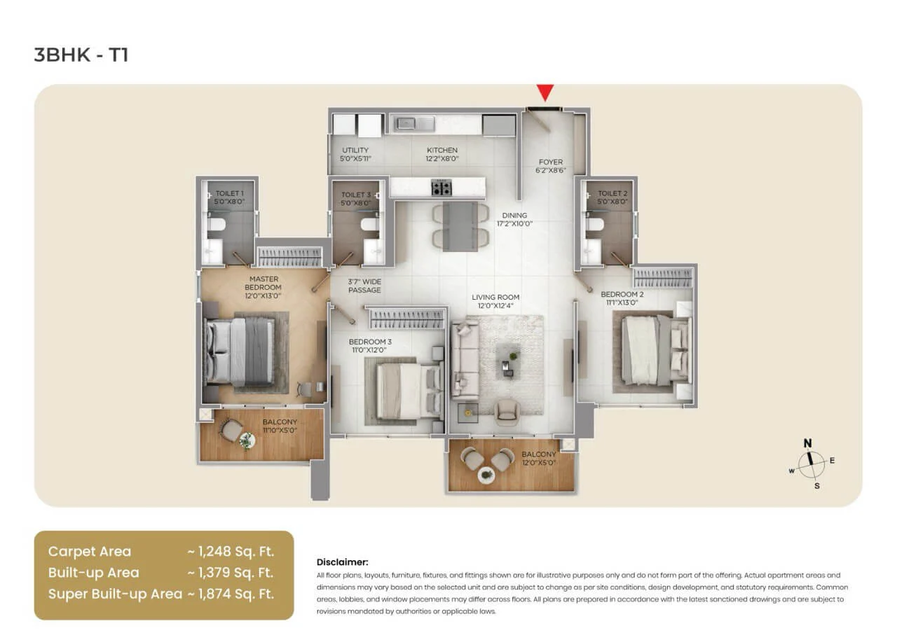 Purva Silver Sky 3 BHK Floor Plan Hebbagodi Bangalore