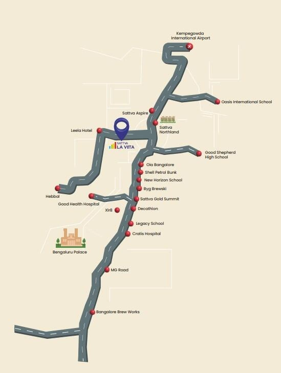 Sattva La Vita Byrathi Hennur Main Road Bengaluru Location Map
