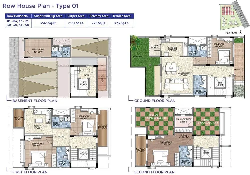 Sattva Songbird 4 BHK Row House Floor Plan