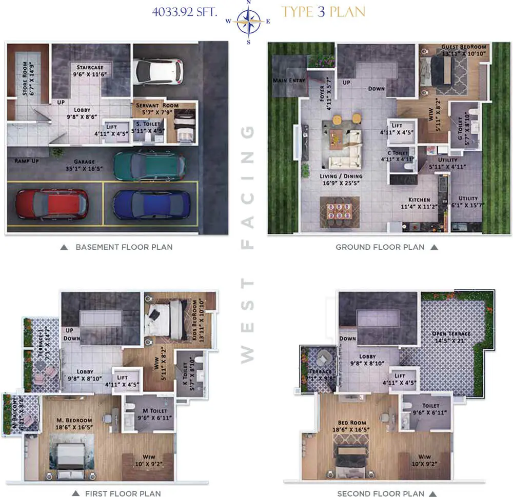 Sattva Springs 4 BHK Row Villa 4159 sq ft Floor Plan