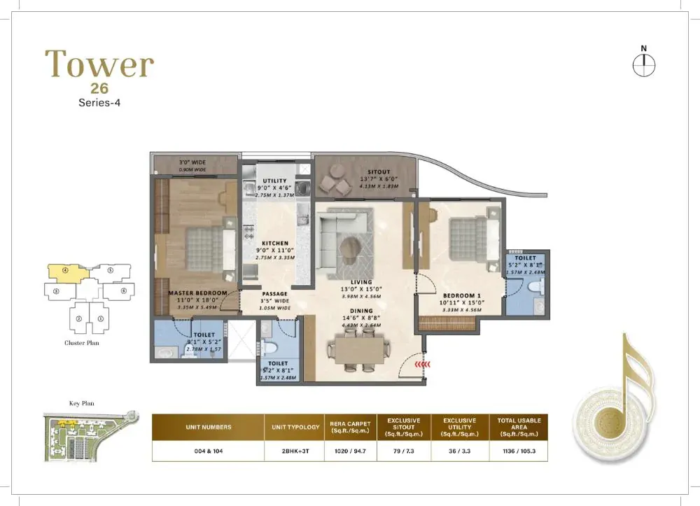 2 BHK Type B Floor Plan - Floor Plan