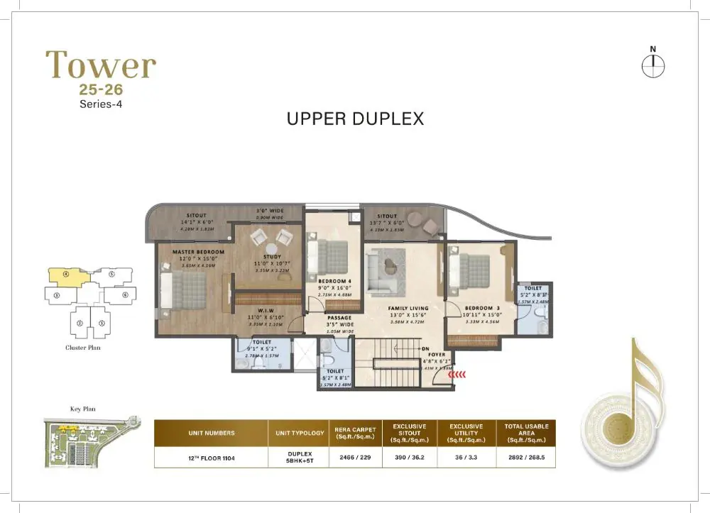 3 BHK DL Duplex Type A - Floor Plan