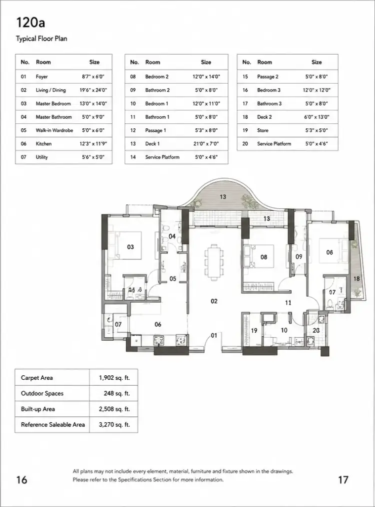 3 BHK TA SF Type B - Floor Plan