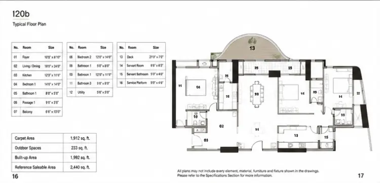 3 BHK TA SF Type C - Floor Plan
