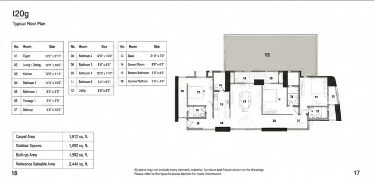 3 BHK TA SF Type D - Floor Plan